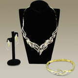 Gold+Rhodium Brass Jewelry Sets with AAA Grade CZ  in Clear