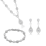 Rhodium Brass Jewelry Sets with AAA Grade CZ  in Clear