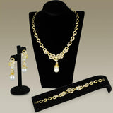 Gold Brass Jewelry Sets with AAA Grade CZ  in Clear