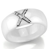 High polished (no plating) Stainless Steel Ring with Ceramic  in White