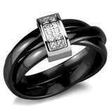 High polished (no plating) Stainless Steel Ring with Ceramic  in Jet