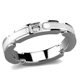 High polished (no plating) Stainless Steel Ring with Ceramic  in White