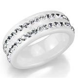 High polished (no plating) Stainless Steel Ring with Ceramic  in White