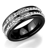 High polished (no plating) Stainless Steel Ring with Ceramic  in Jet