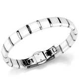 High polished (no plating) Stainless Steel Bracelet with Ceramic  in White