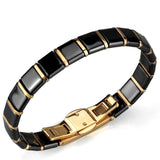 IP Rose Gold(Ion Plating) Stainless Steel Bracelet with Ceramic  in Jet