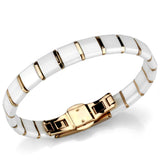 IP Rose Gold(Ion Plating) Stainless Steel Bracelet with Ceramic  in White