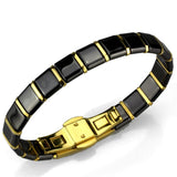 IP Gold(Ion Plating) Stainless Steel Bracelet with Ceramic  in Jet