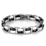 High polished (no plating) Stainless Steel Bracelet with Ceramic  in Jet