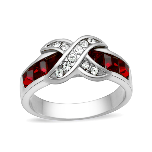 High polished (no plating) Stainless Steel Ring with Top Grade Crystal in Siam