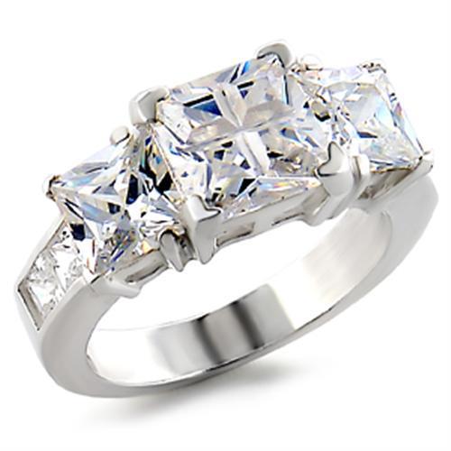 High-Polished 925 Sterling Silver Ring with AAA Grade CZ  in Clear