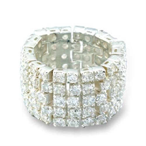High-Polished 925 Sterling Silver Ring with AAA Grade CZ  in Clear