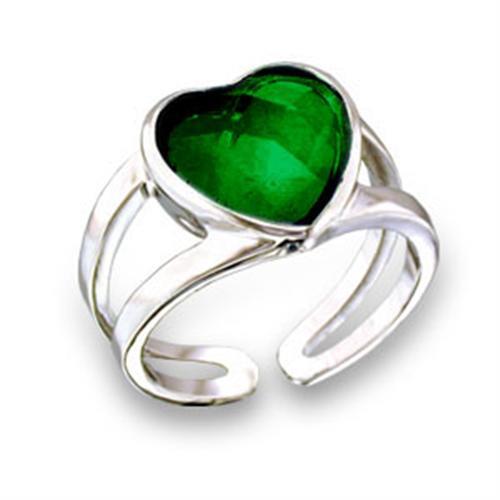 Rhodium Brass Ring with Top Grade Crystal  in Emerald