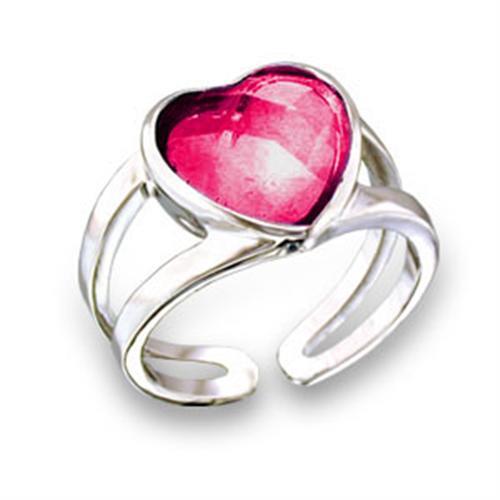Rhodium Brass Ring with Synthetic Garnet in Ruby