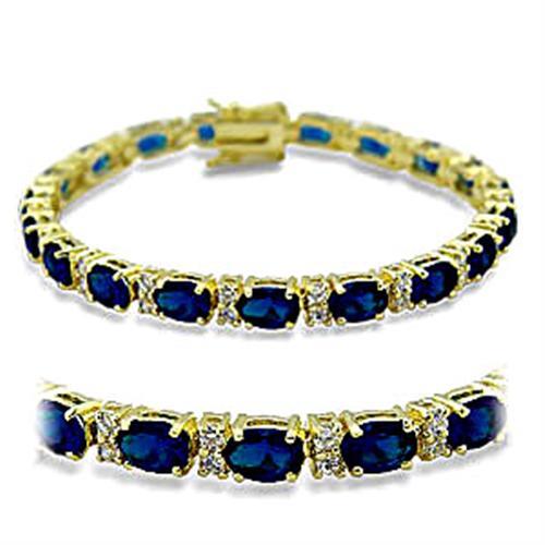 Gold Brass Bracelet with Synthetic Spinel in Sapphire