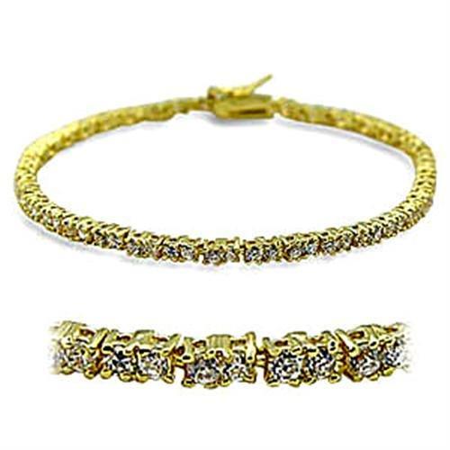 Gold Brass Bracelet with AAA Grade CZ  in Clear