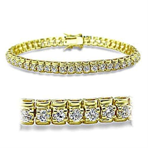 Gold Brass Bracelet with AAA Grade CZ  in Clear