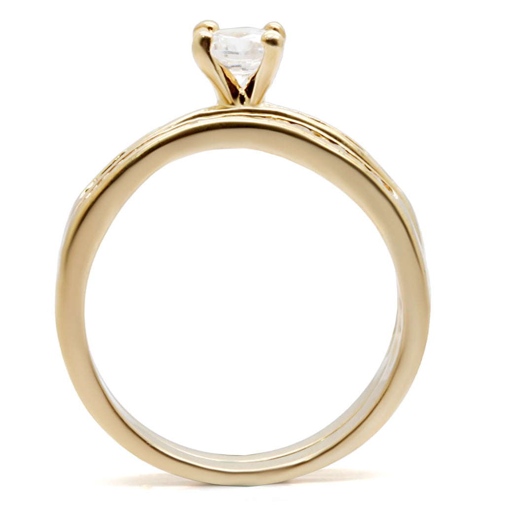 High-Polished 925 Sterling Silver Ring with AAA Grade CZ  in Clear