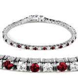 Rhodium Brass Bracelet with Synthetic Garnet in Ruby