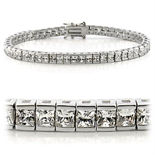 Rhodium Brass Bracelet with AAA Grade CZ  in Clear