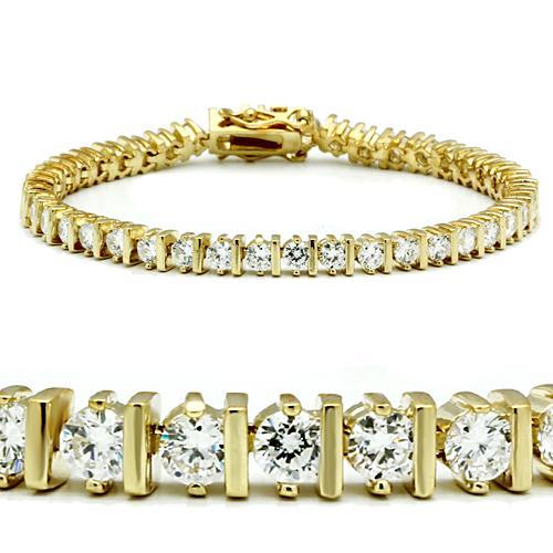 Gold Brass Bracelet with AAA Grade CZ  in Clear