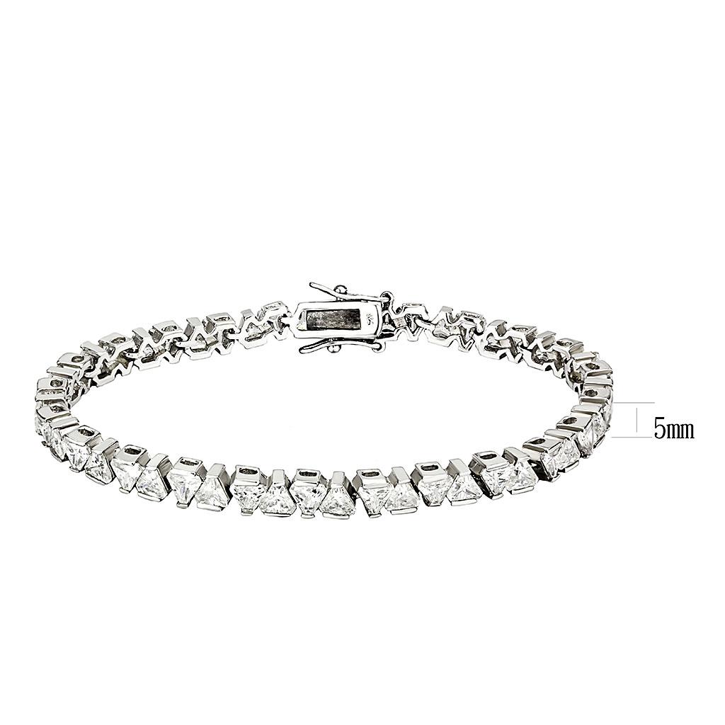 Rhodium Brass Bracelet with AAA Grade CZ  in Clear