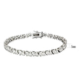Rhodium Brass Bracelet with AAA Grade CZ  in Clear