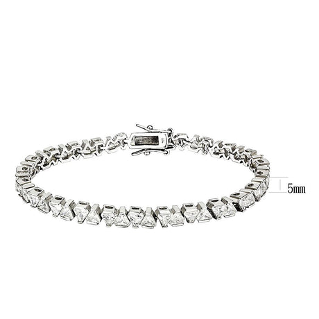 Rhodium Brass Bracelet with AAA Grade CZ  in Clear