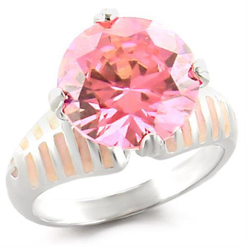 High-Polished 925 Sterling Silver Ring with AAA Grade CZ  in Rose