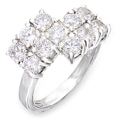 High-Polished 925 Sterling Silver Ring with AAA Grade CZ  in Clear