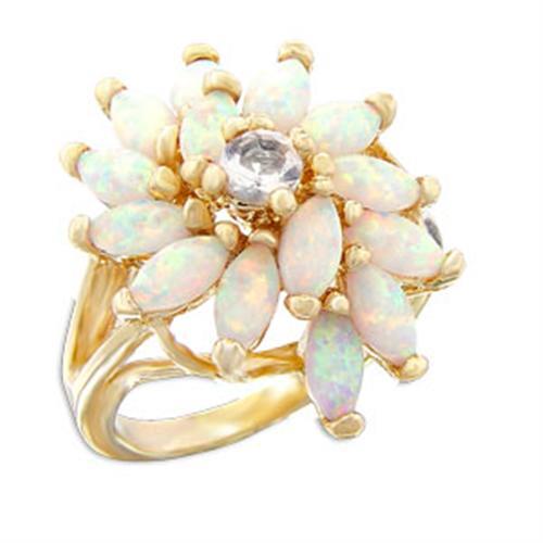 Gold Brass Ring with AAA Grade CZ  in Clear