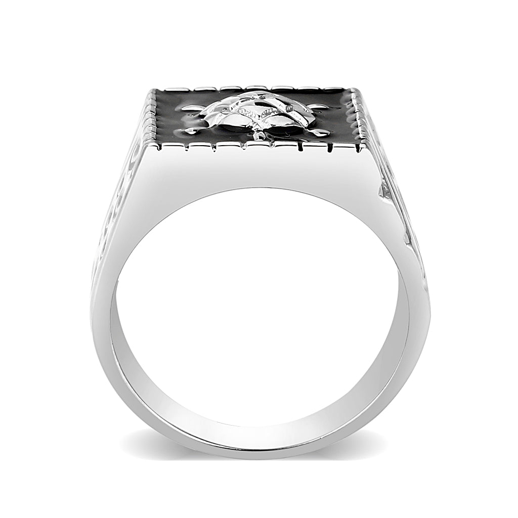 Brass Ring with Epoxy  in Jet Rhodium Plated