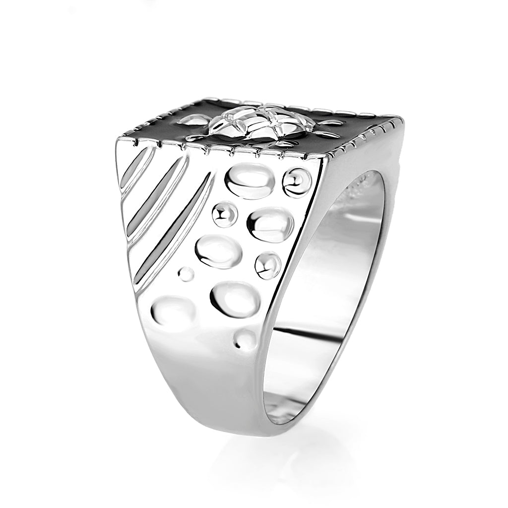 Brass Ring with Epoxy  in Jet Rhodium Plated