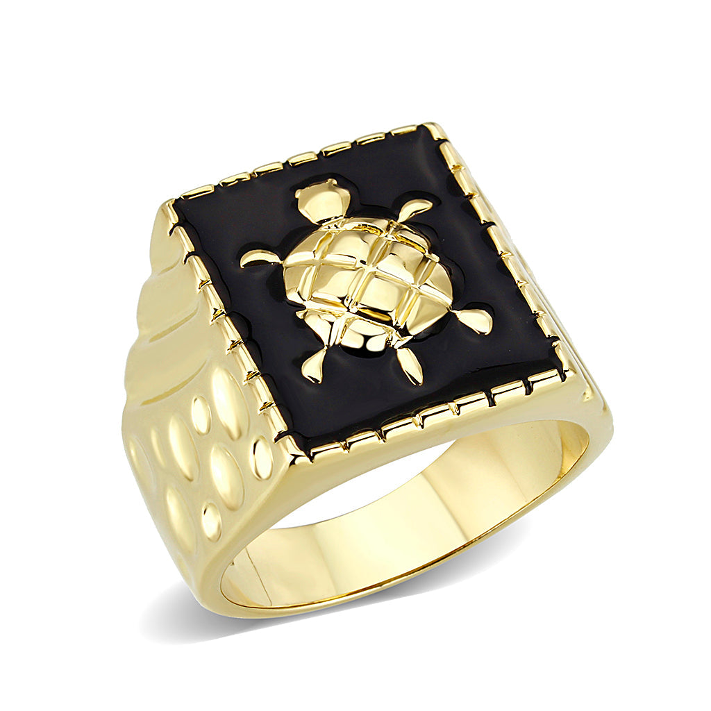 Brass Ring with Epoxy  in Jet Gold Plated