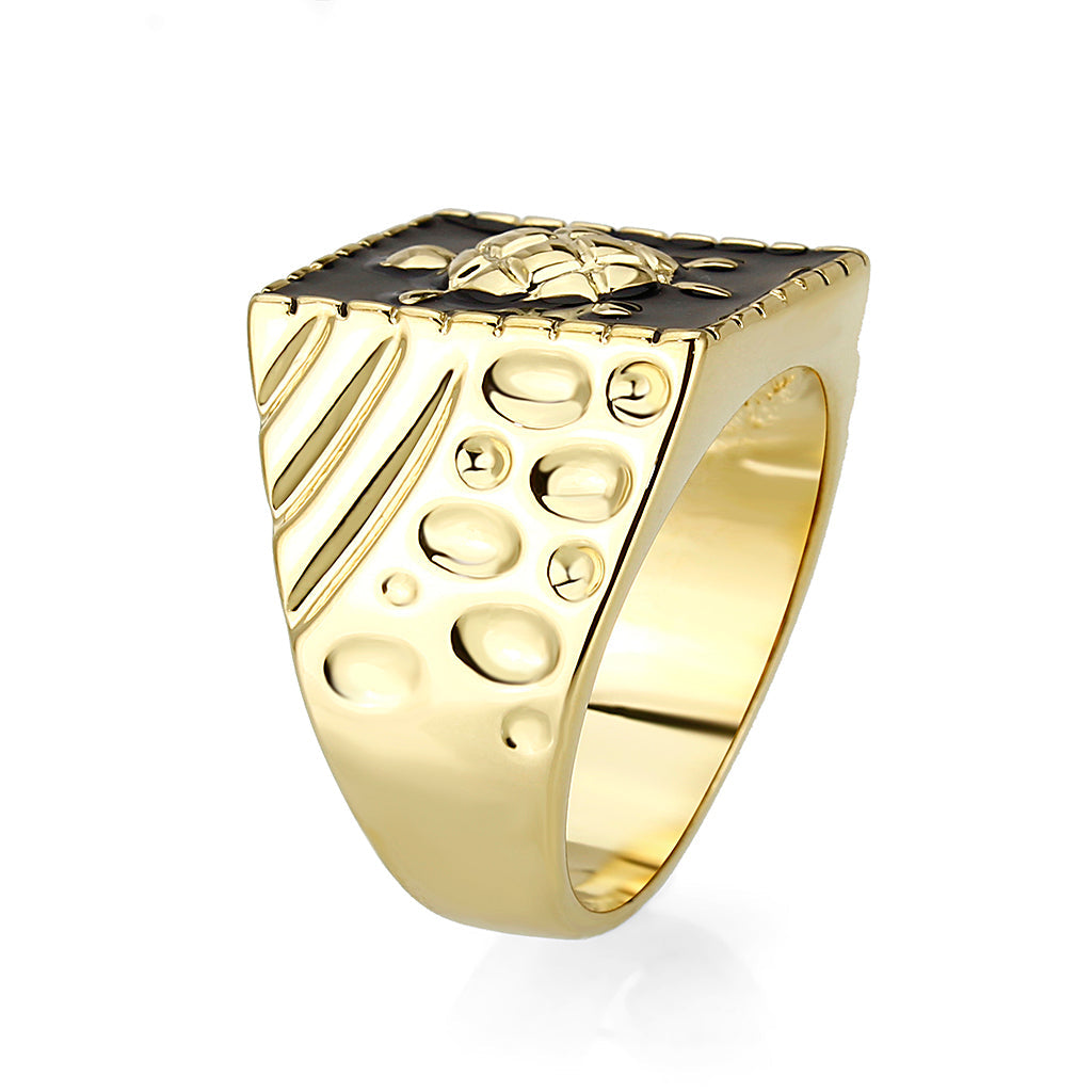 Brass Ring with Epoxy  in Jet Gold Plated