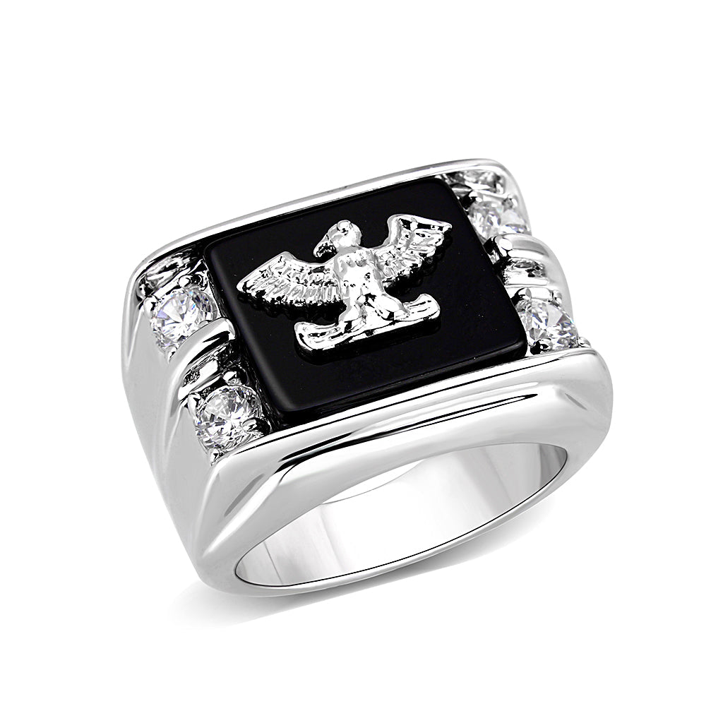 Brass Ring with Epoxy  in Jet Rhodium Plated