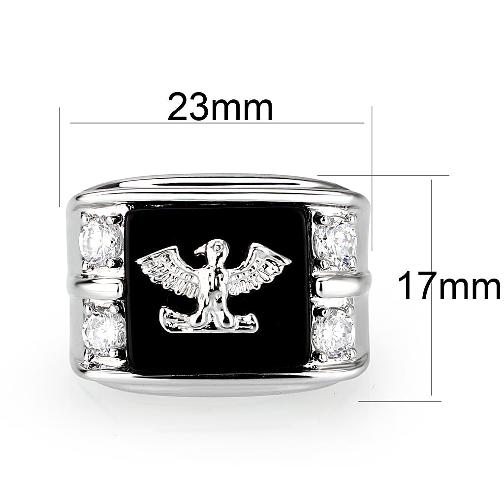 Brass Ring with Epoxy  in Jet Rhodium Plated