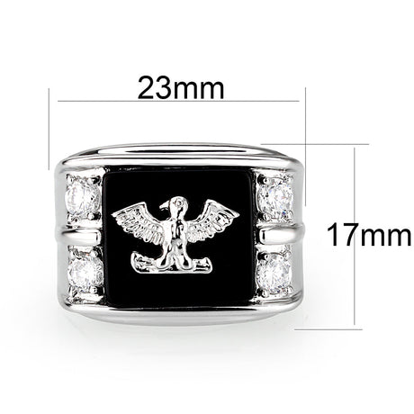 Brass Ring with Epoxy  in Jet Rhodium Plated