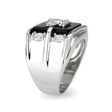 Brass Ring with Epoxy  in Jet Rhodium Plated