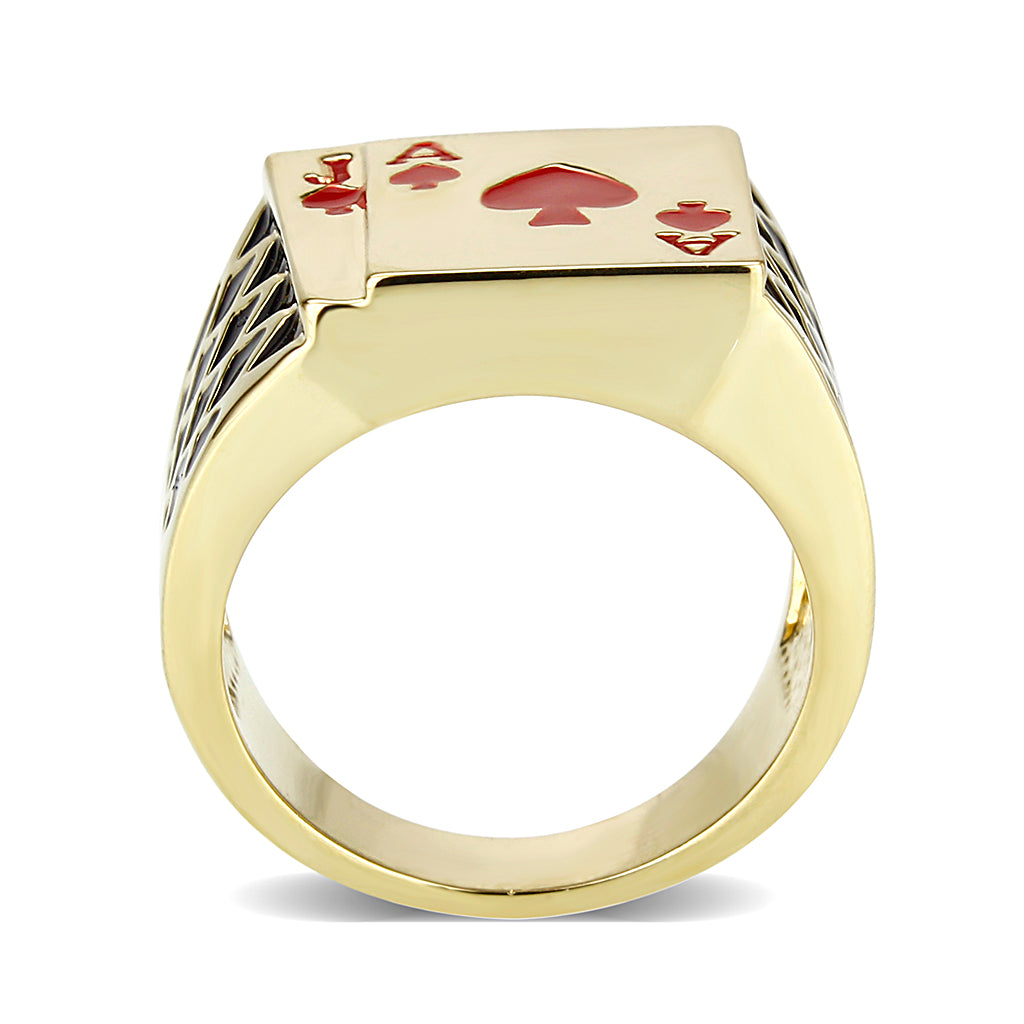 Brass Ring with Epoxy  in Red Gold Plated
