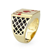 Brass Ring with Epoxy  in Red Gold Plated