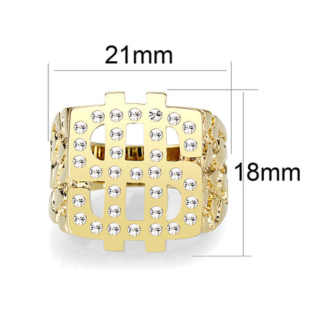 Brass Ring with Top Grade Crystal  in Clear Gold Plated