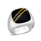 Brass Ring with Epoxy  in Jet Rhodium Plated