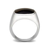 Brass Ring with Epoxy  in Jet Rhodium Plated