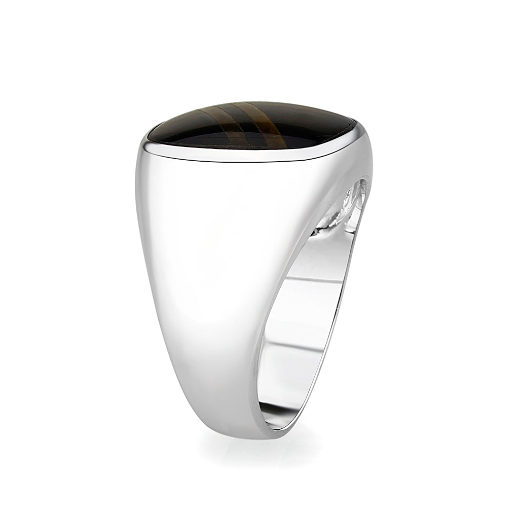 Brass Ring with Epoxy  in Jet Rhodium Plated