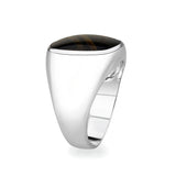 Brass Ring with Epoxy  in Jet Rhodium Plated