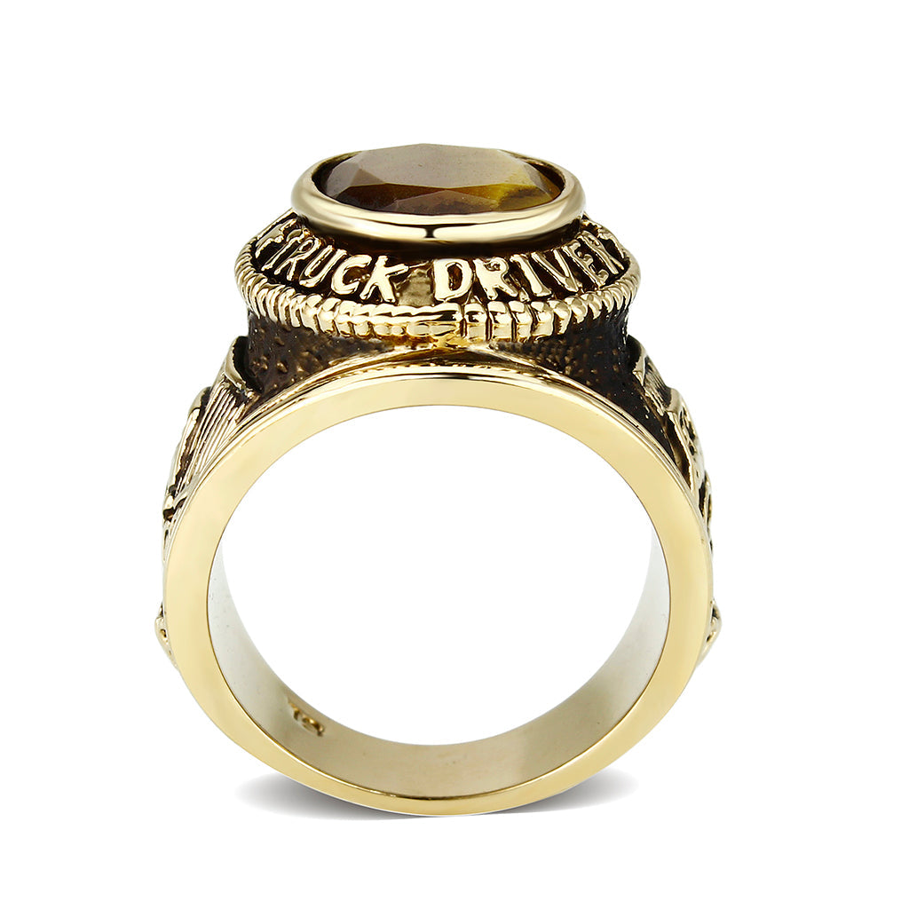 Ion Gold Plated  Brass Ring with Tiger Eye Stone