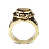 Ion Gold Plated  Brass Ring with Tiger Eye Stone
