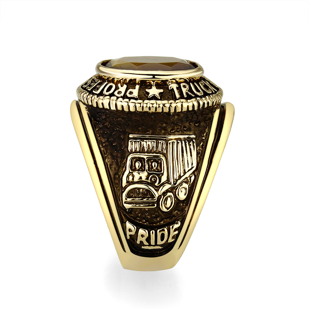Ion Gold Plated  Brass Ring with Tiger Eye Stone
