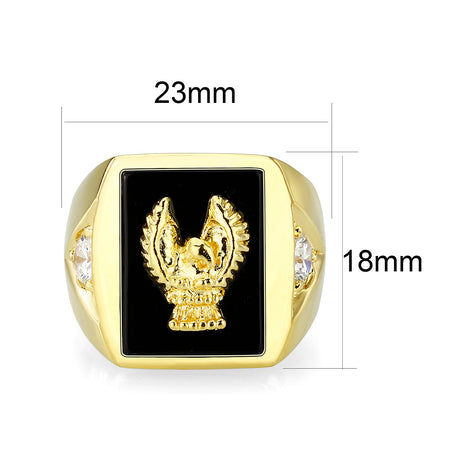 Ion Gold Plated  Brass Ring with Black Epoxy